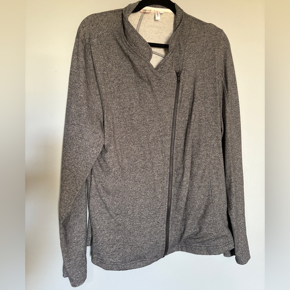 Peach Brand Gray Women's Zip-Up Sweatshirt - Minimalism Quiet Athletic Yogo
